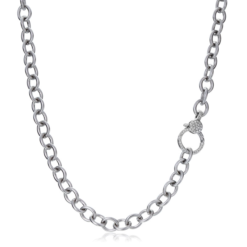 Heavy Silver Chain with Silver Diamond Clasp | Tandem Jewelry