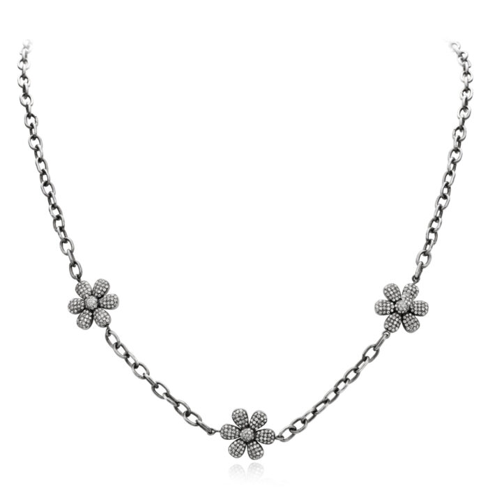 Short Diamond Flower Necklace