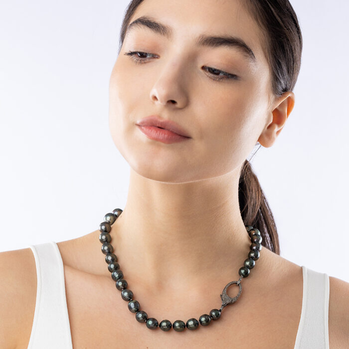 Scale image of Tahitian Pearl Necklace with Diamond Clasp
