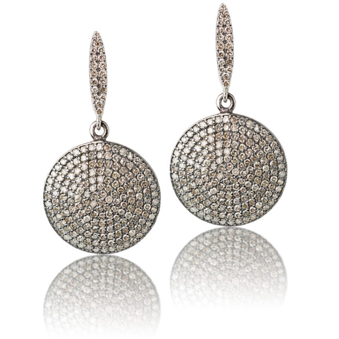 Pave Diamond Disk Earrings