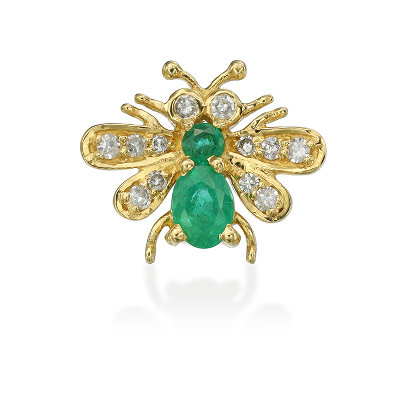 Emerald & Diamond 14K Gold Earring Charms