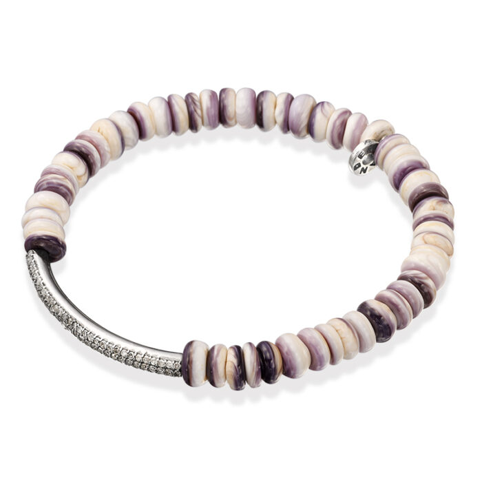 Wampum Shell and Diamond Bar Bracelet