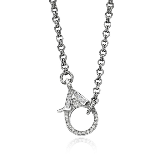 Baguette diamond clasp necklace