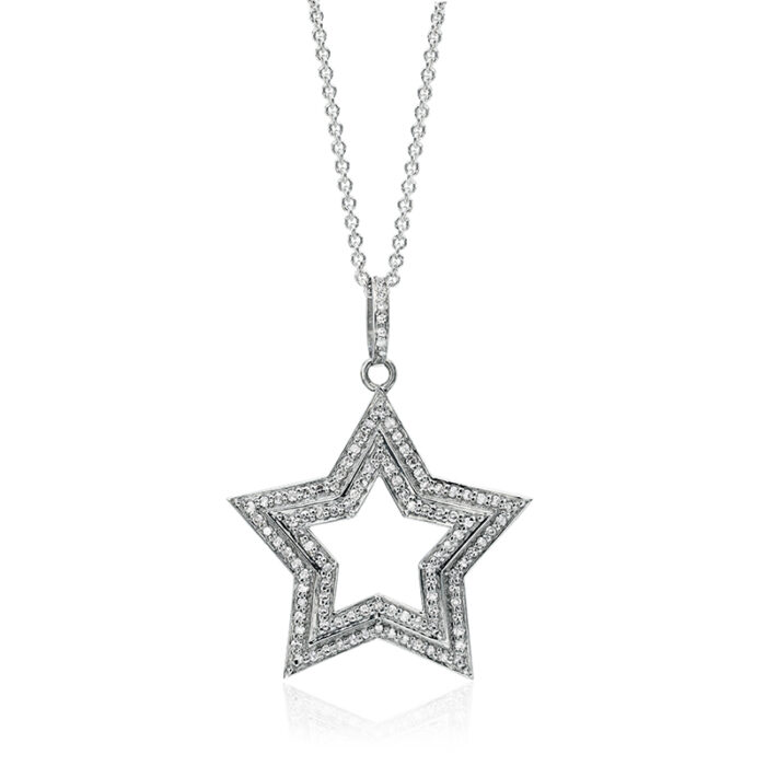 Three row diamond star pendant