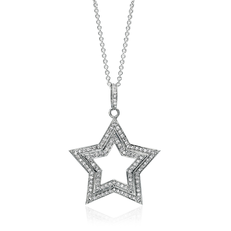 Three row diamond star pendant