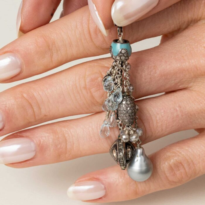 Aquamarine and Enamel Drop