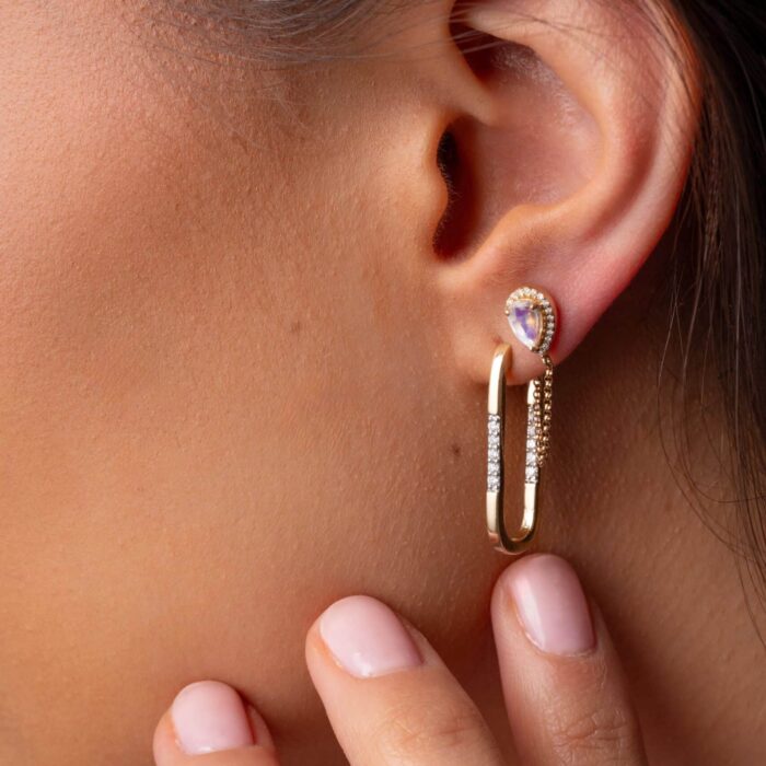 Inside Out Elongated Diamond Earrings - Image 2